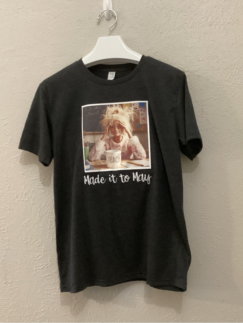 🌴 Charcoal Gray Graphic Teacher Tee "Made it to May"